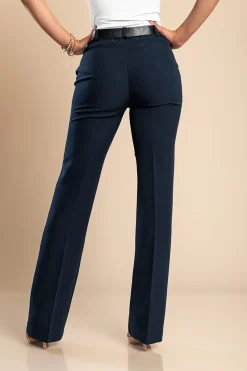 Pantaloni eleganti lunghi a gamba dritta, blu scuro
