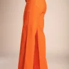 Pantaloni in cotone con gamba larga, colore arancione