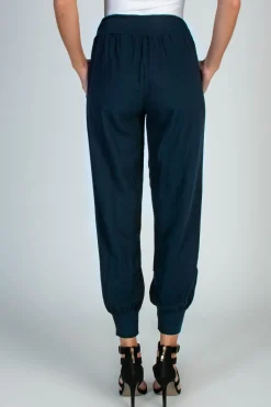 PANTALONI LUNGHI CON TASCHE ED ELASTICO IN VITA AMORY, BLU SCURO