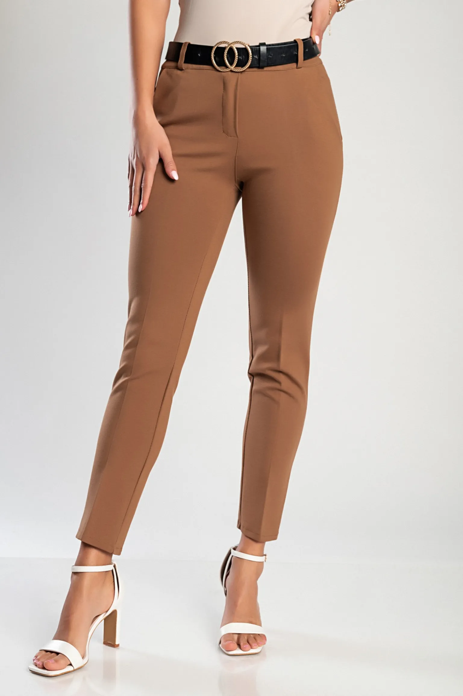 Pantaloni lunghi eleganti, cammello