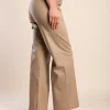 Pantaloni lunghi eleganti con cintura, beige