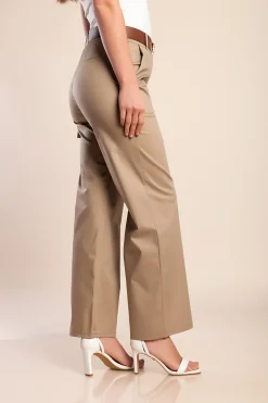 Pantaloni lunghi eleganti con cintura, beige