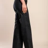 Pantaloni lunghi eleganti con cintura, neri