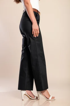 Pantaloni lunghi eleganti con cintura, neri