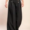 Pantaloni lunghi eleganti con bottoni, neri
