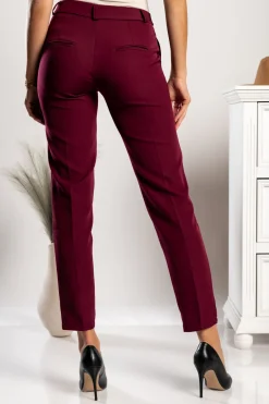 Pantaloni lunghi eleganti dal taglio dritto Tordina, bordeaux
