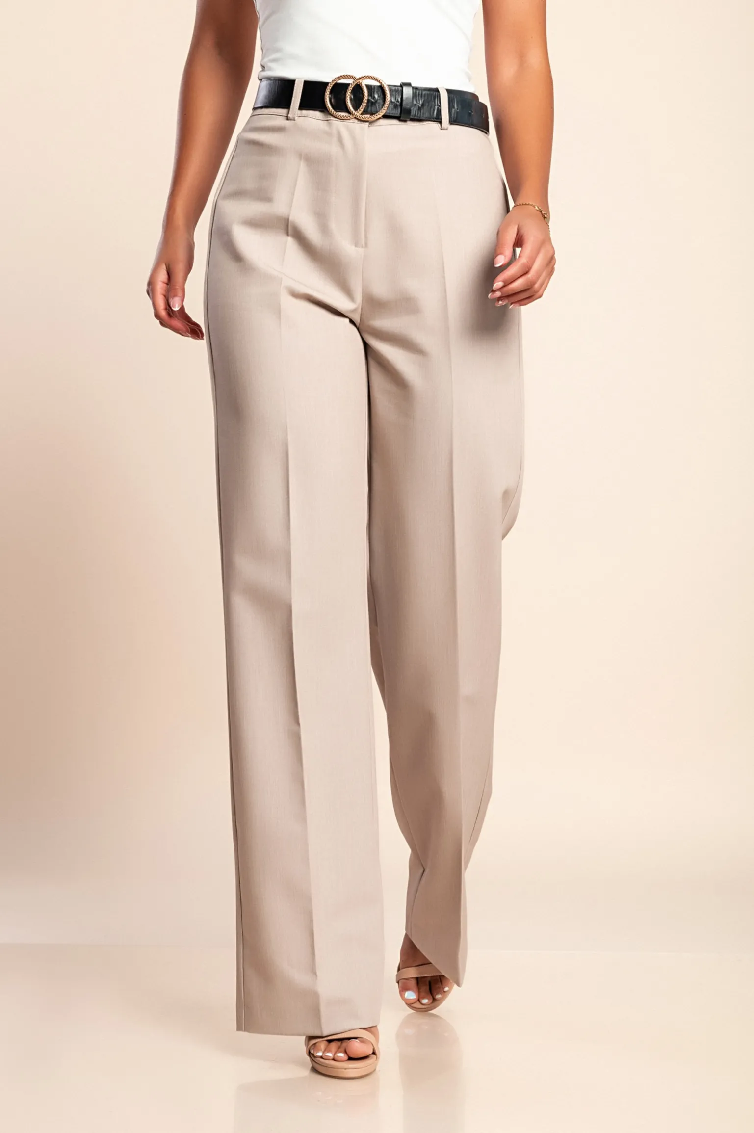 Pantaloni lunghi eleganti, colore beige
