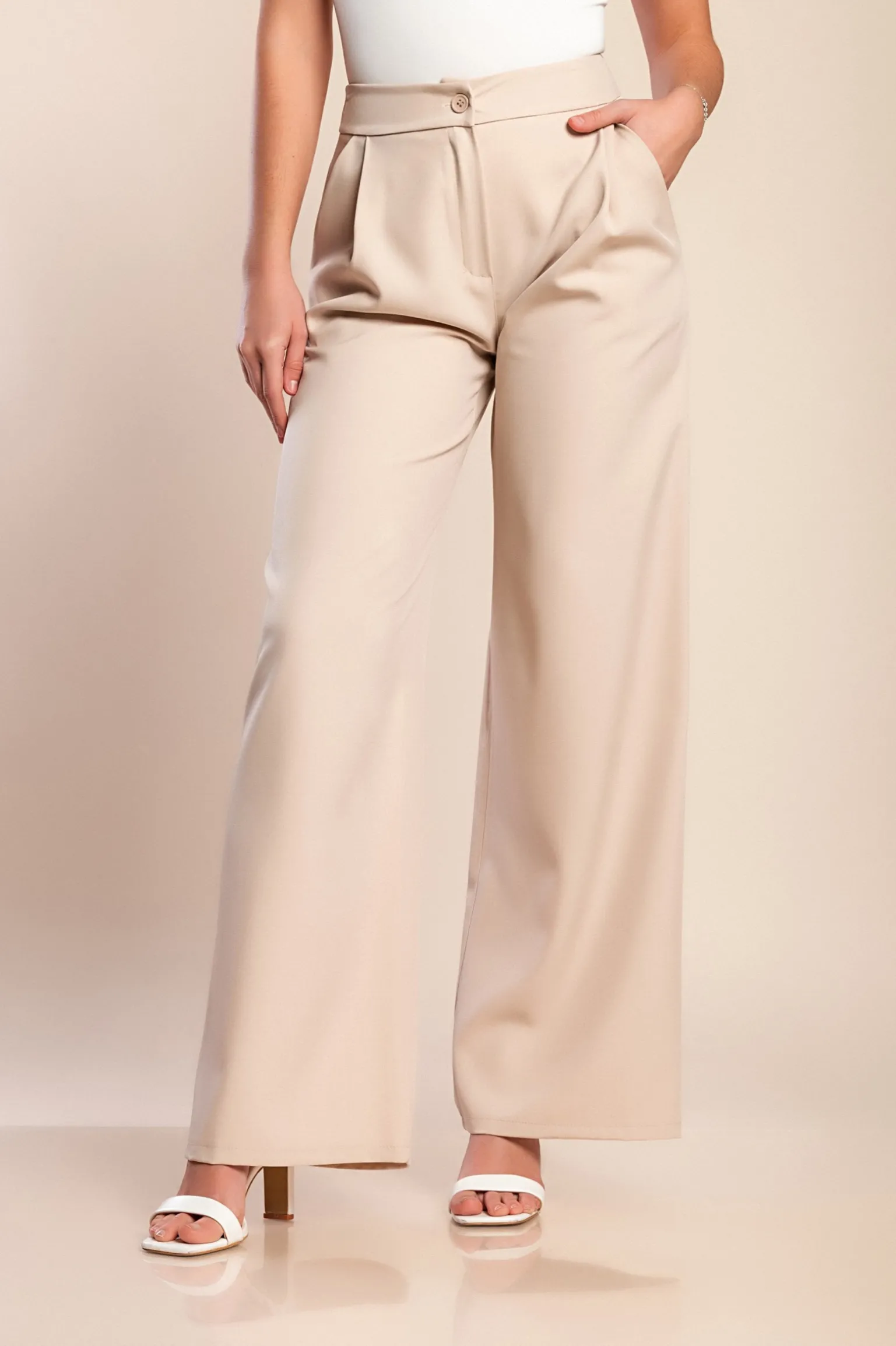 Pantaloni lunghi eleganti, beige