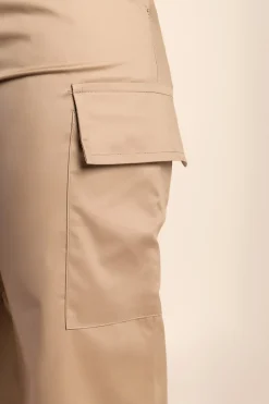 Pantaloni lunghi eleganti con cintura, beige