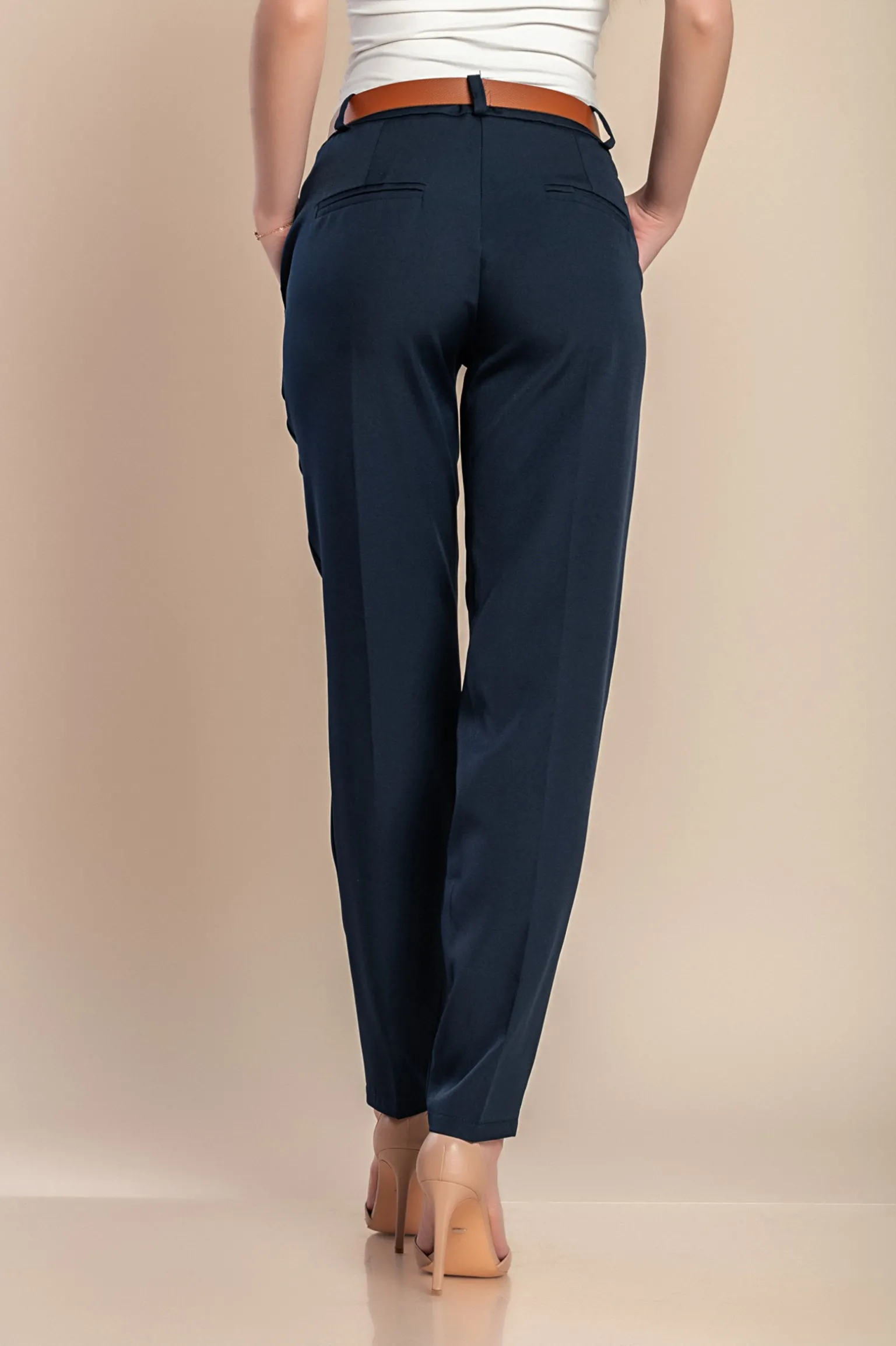Pantaloni lunghi eleganti dal taglio dritto Tordina, blu scuro