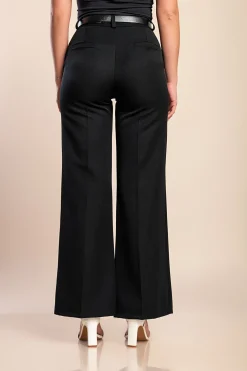Pantaloni lunghi eleganti con cintura, neri