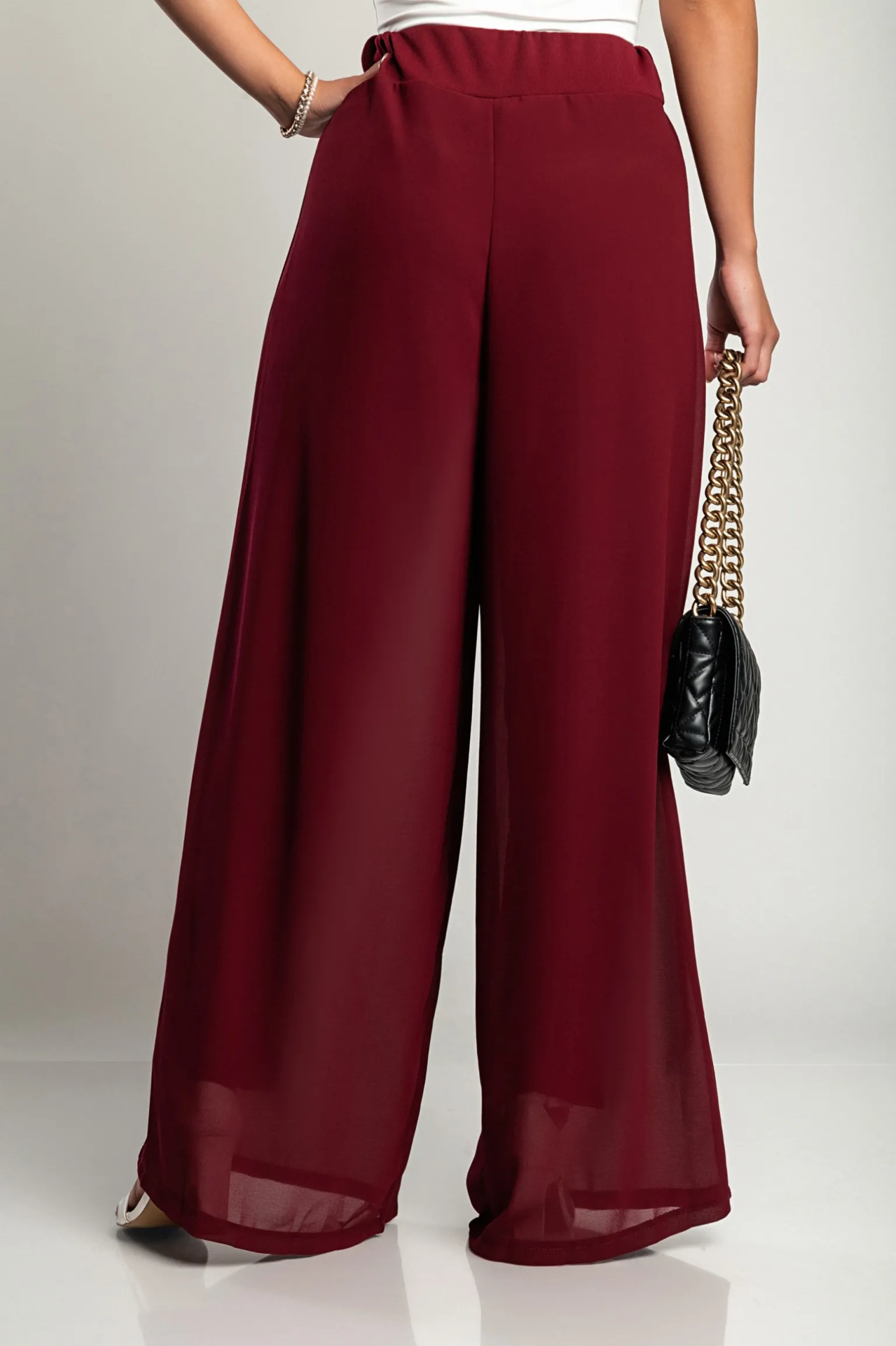 Pantaloni lunghi eleganti Veronna, bordeaux