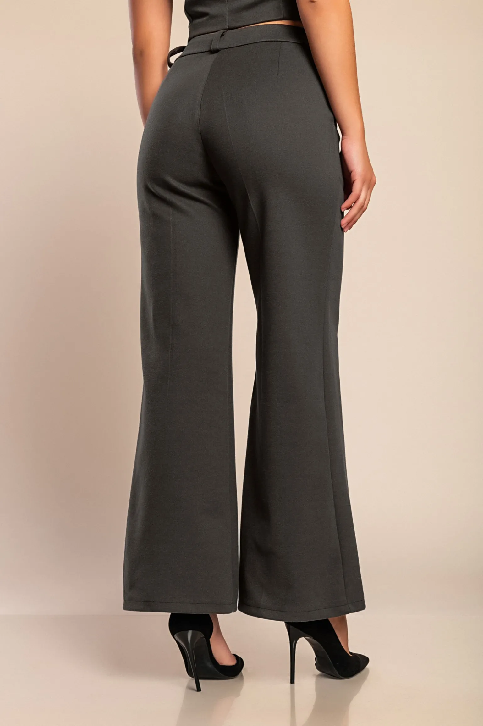Pantaloni lunghi in tessuto caldo, grigio