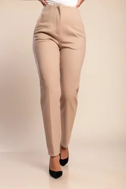 Pantaloni lunghi in tessuto caldo, beige