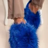Pantofole in pelliccia sintetica, blu