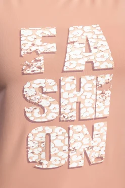 Pigiama lungo con stampa, rosa vintage