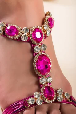 Sandali con dettagli decorativi, fucsia