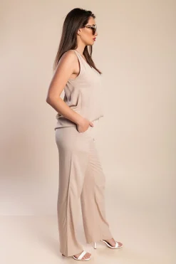 Set con dettagli all'uncinetto, beige