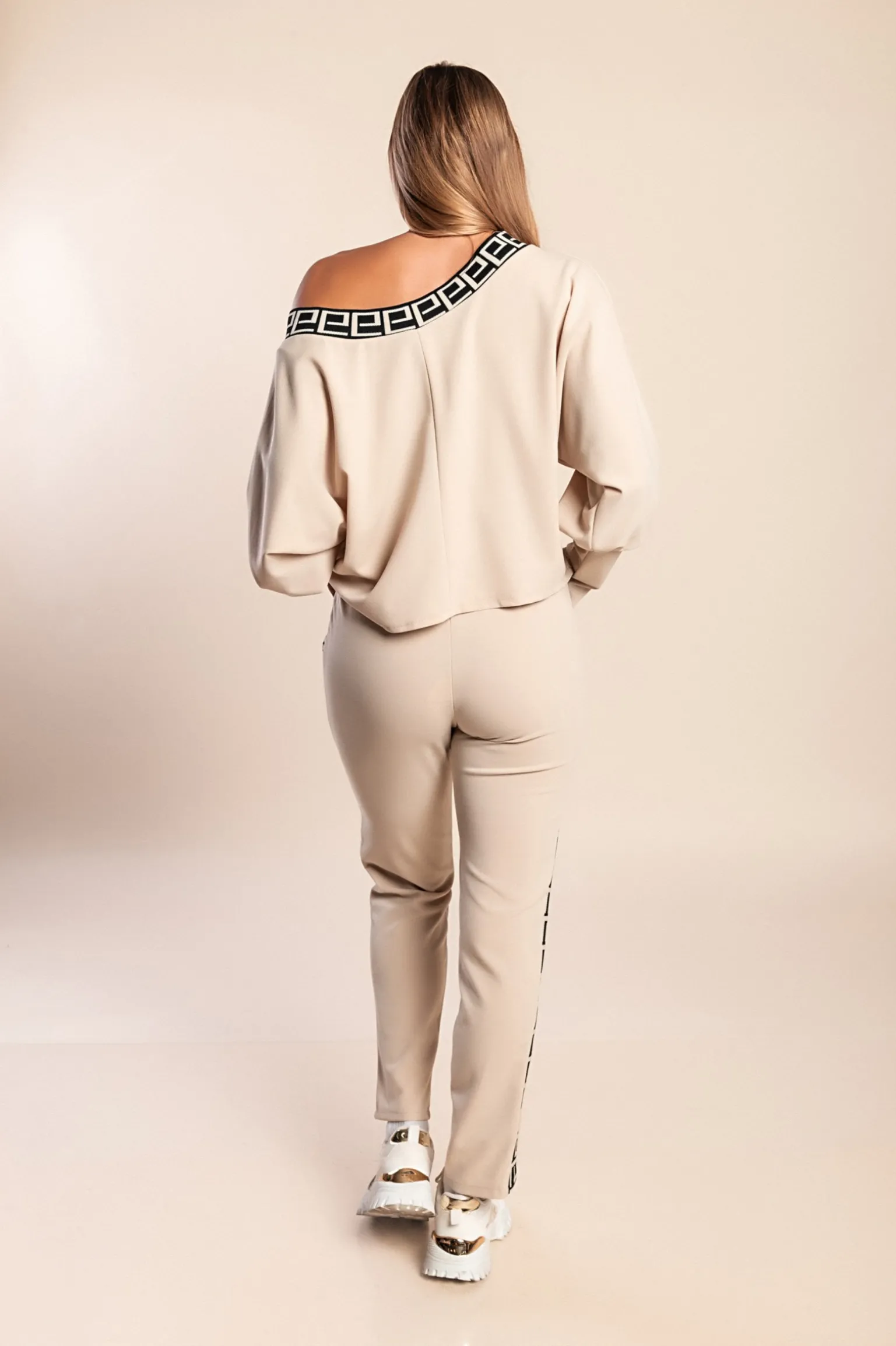 Set con stampa geometrica, beige
