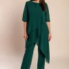Set di elegante tunica traslucida e pantaloni lunghi Claudette, verde