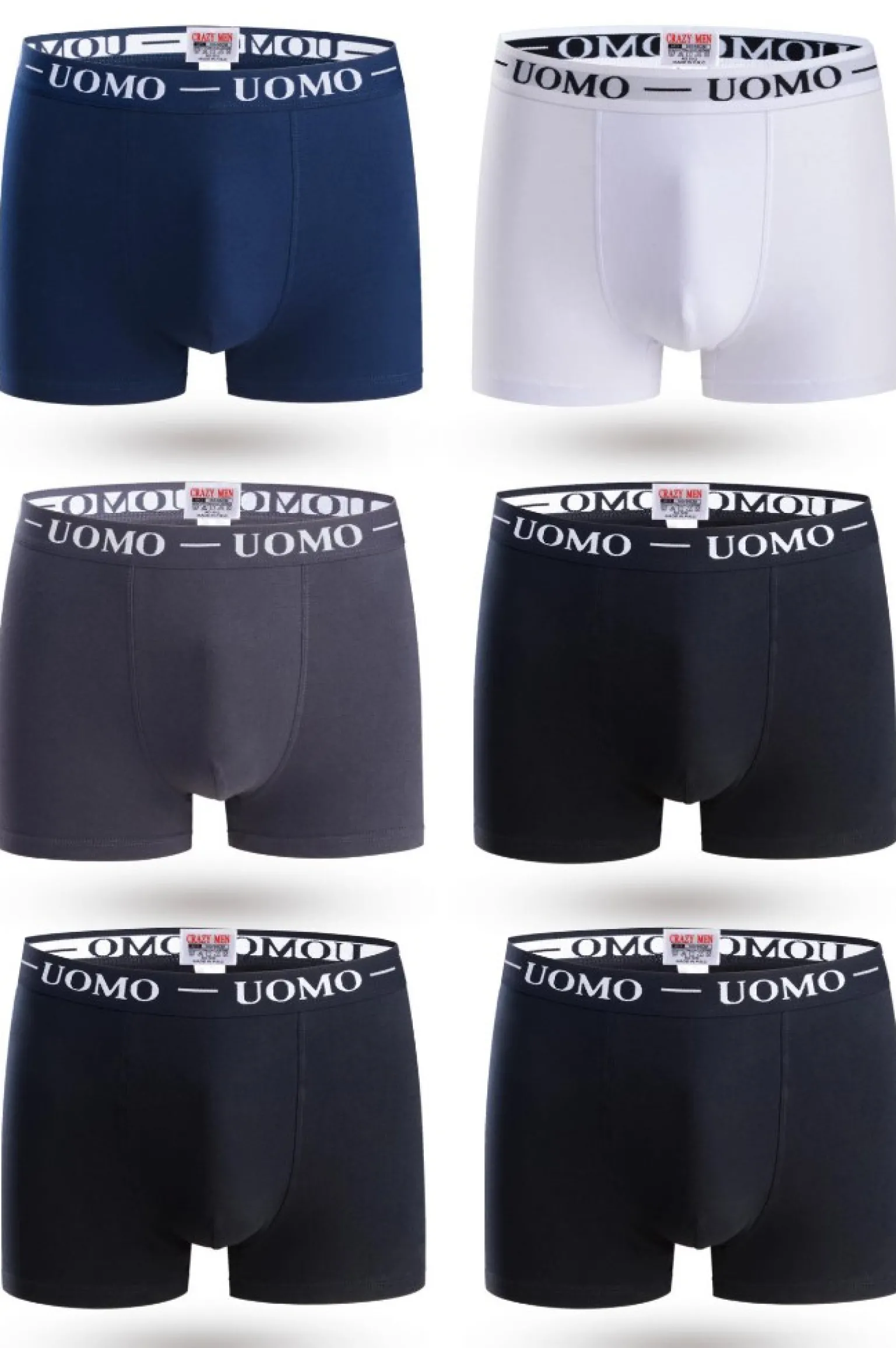 Set di sei boxer da uomo, multicolori