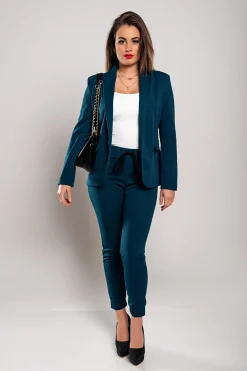 Set pantaloni e blazer semplici ed eleganti Estrena, Petrolio