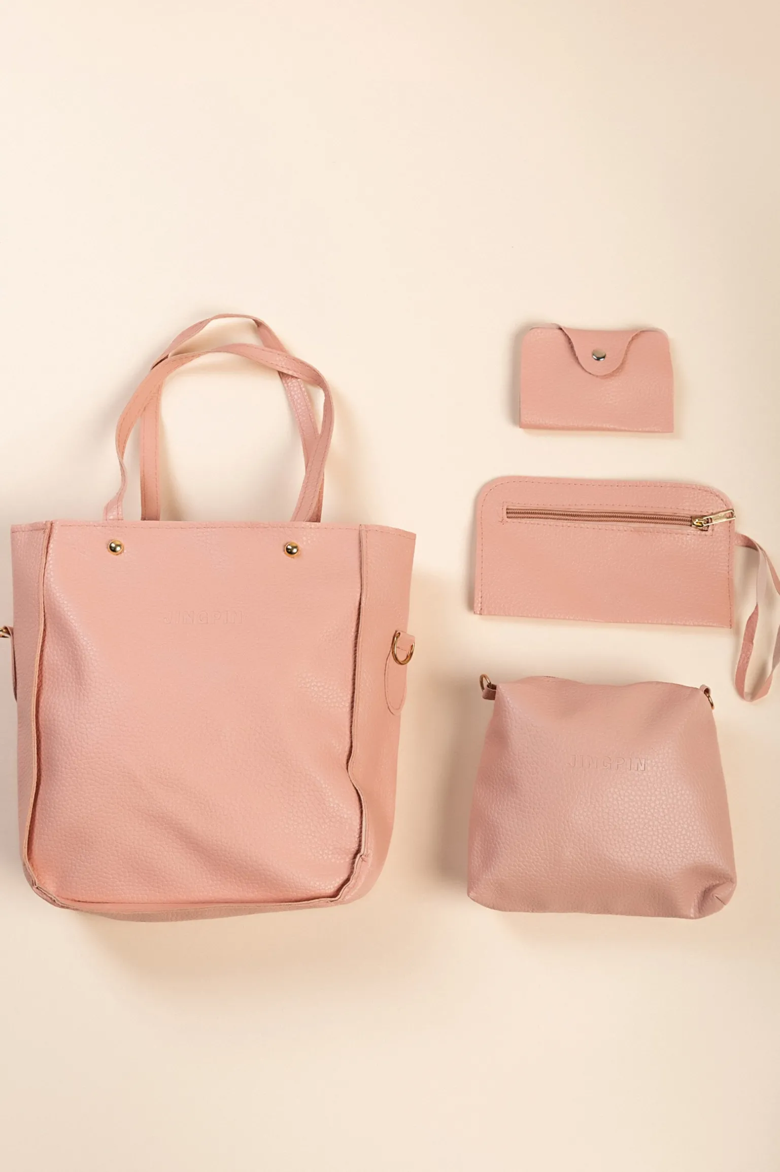 Set portamonete e portafoglio, 4 pezzi, rosa