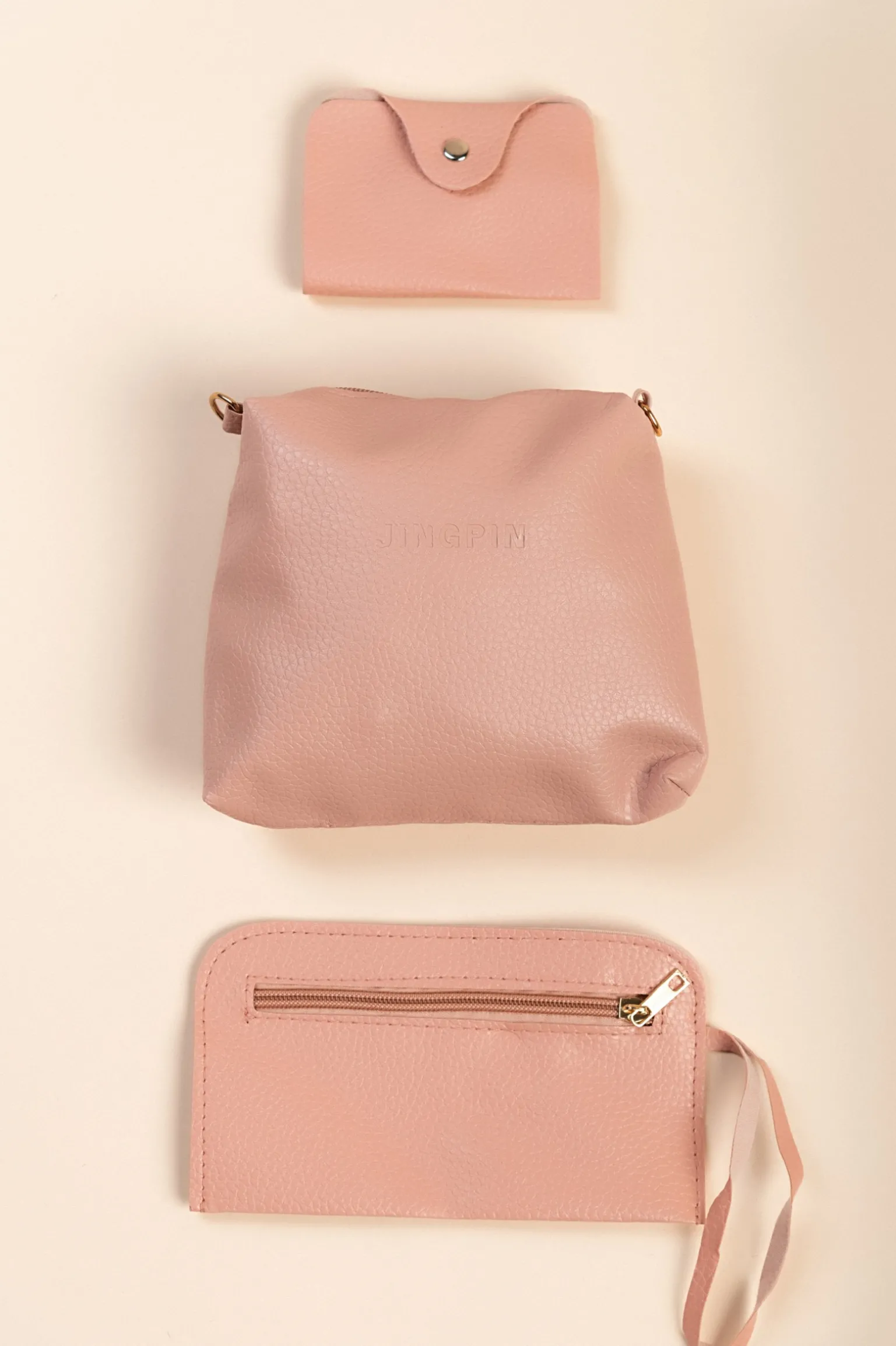 Set portamonete e portafoglio, 4 pezzi, rosa