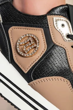 Sneakers alla moda con dettaglio decorativo, nere