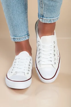 Sneakers alla moda con tomaia in pizzo, colore bianco
