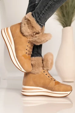 Sneakers in ecopelle e tessuto Teula, beige