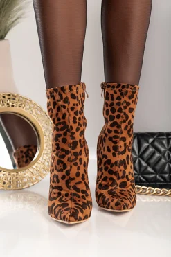 Stivaletti con tacco Allos, leopardato
