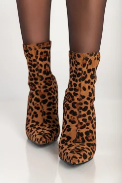 Stivaletti con tacco alto, leopardati