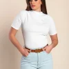 Top a maniche corte, bianco