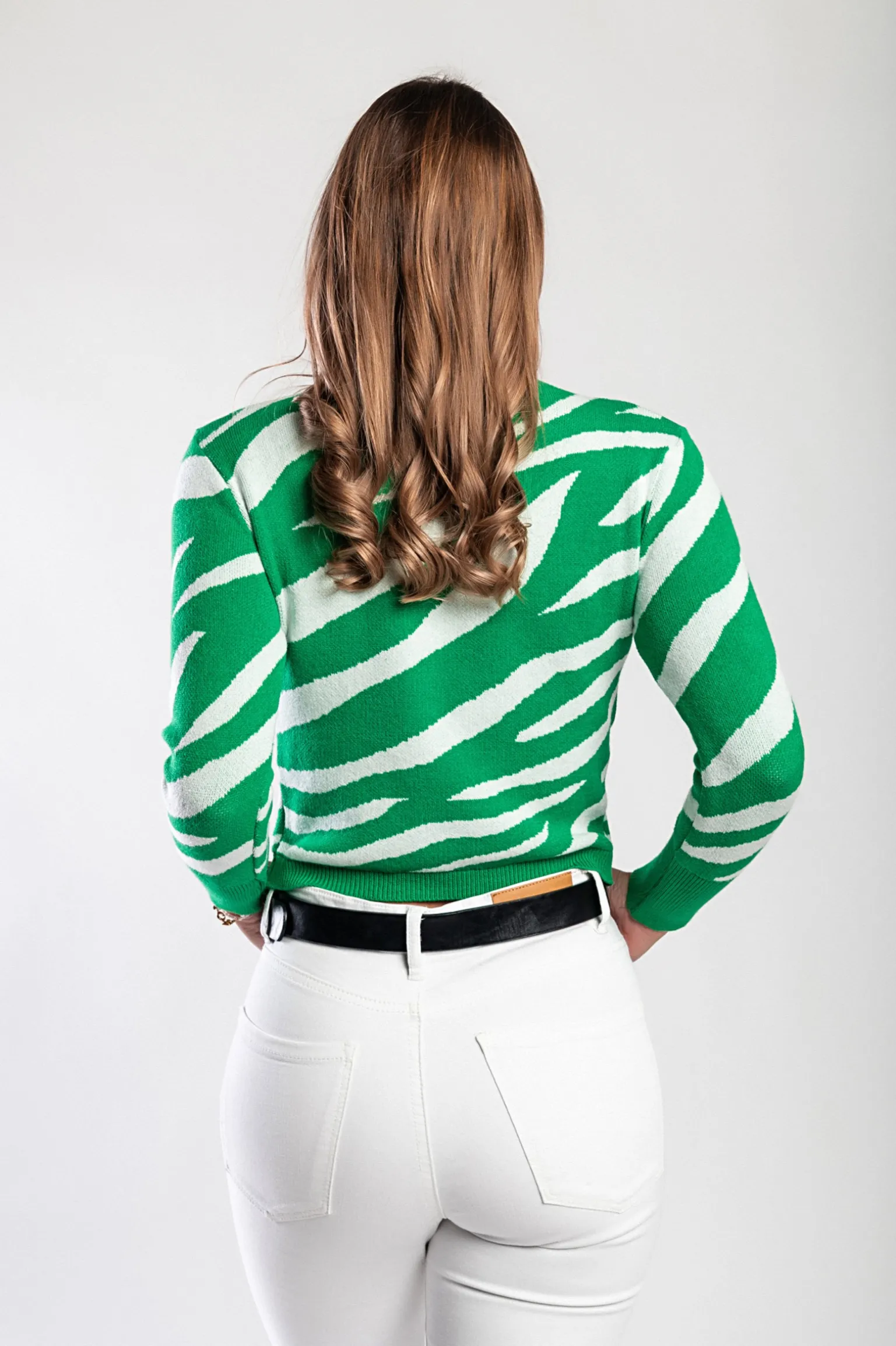 Top lavorato a maglia con maniche lunghe, verde