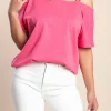 T-shirt ampia in cotone, rosa