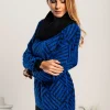 Tunica con cintura fantasia Corvera, blu-nera