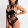 Tuta intera sexy con scollo Cambutal, nera
