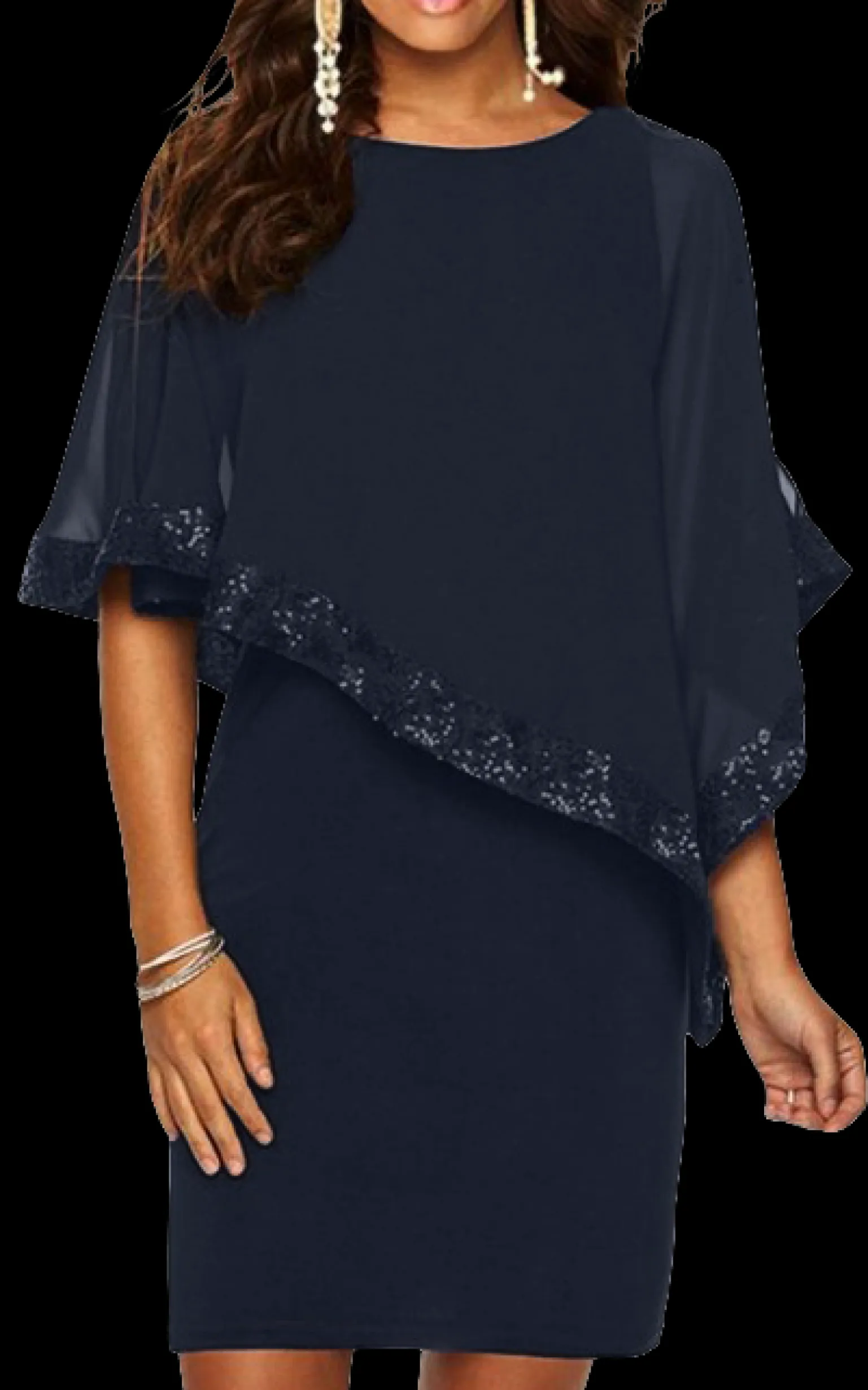 Vestito elegante con mantellina Arlet, blu