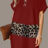 VESTITO ELEGANTE MINI LEOPARDATO GALILEA, BORDEAUX