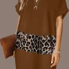 VESTITO ELEGANTE MINI LEOPARDATO GALILEA, MARRONE