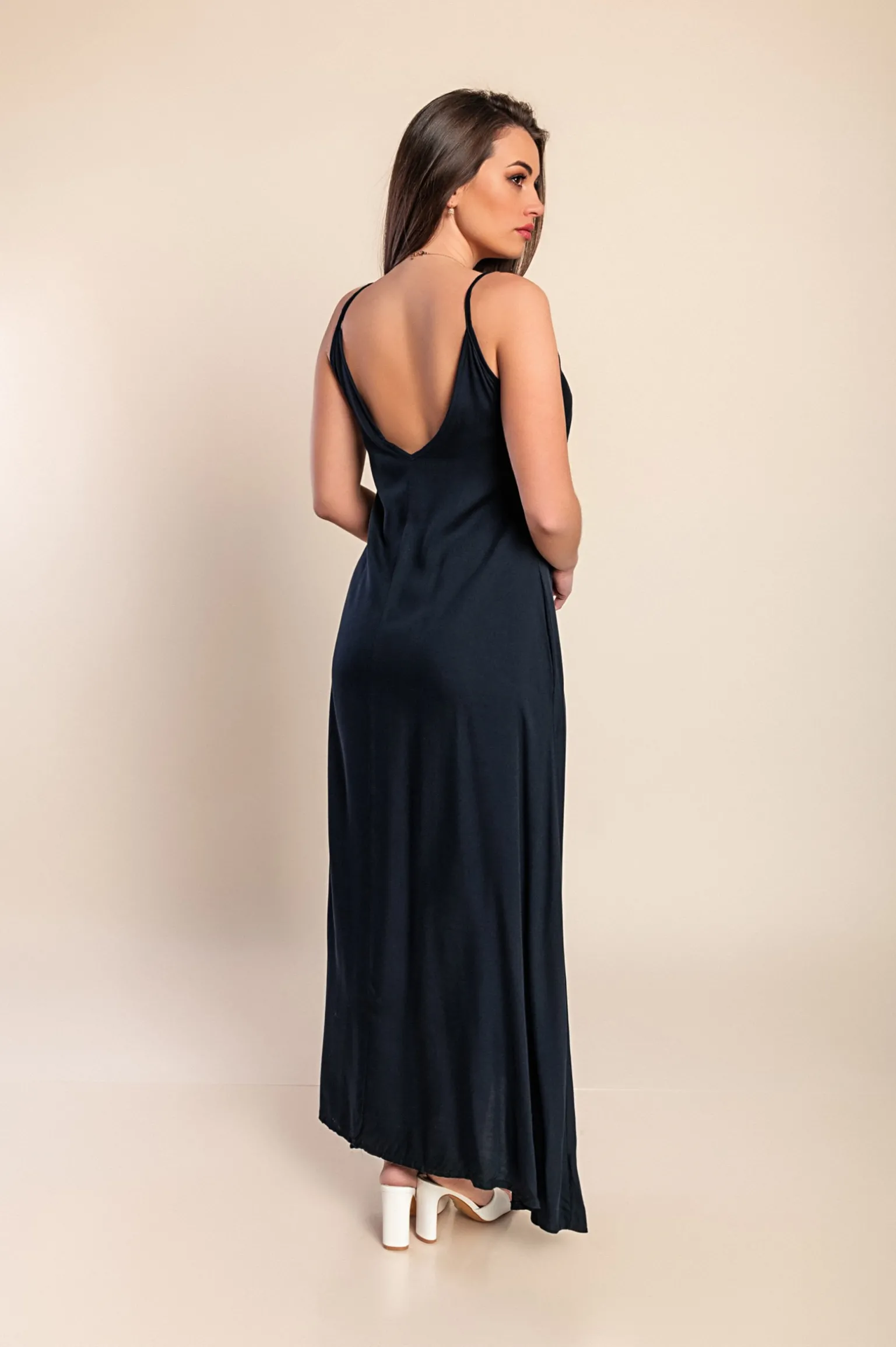 Vestito estivo lungo Yasmine, blu scuro