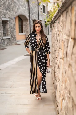 VESTITO MAXI ELEGANTE CON STAMPO MORI
