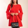 Vestito mini con maniche a campana Rania, rosso
