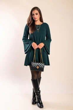 Vestito mini con maniche a campana Rania, verde