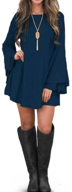 Vestito mini con maniche a campana Rania,  blu scuro